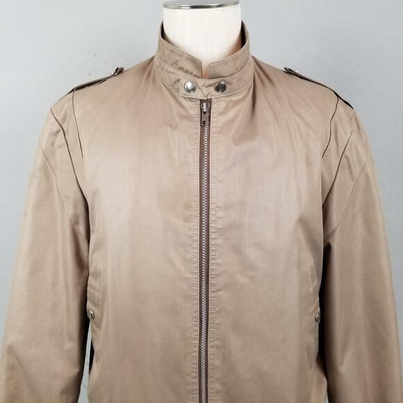 Vintage London Fog Jacket Mens 42 Brown Bomber Outdoors Unlimited Epaulet 80s - Picture 2 of 15